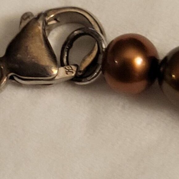 Vintage, Freshwater Brown Pearls & ,925 Clasp, 10.2 dwt, - Picture 5 of 5